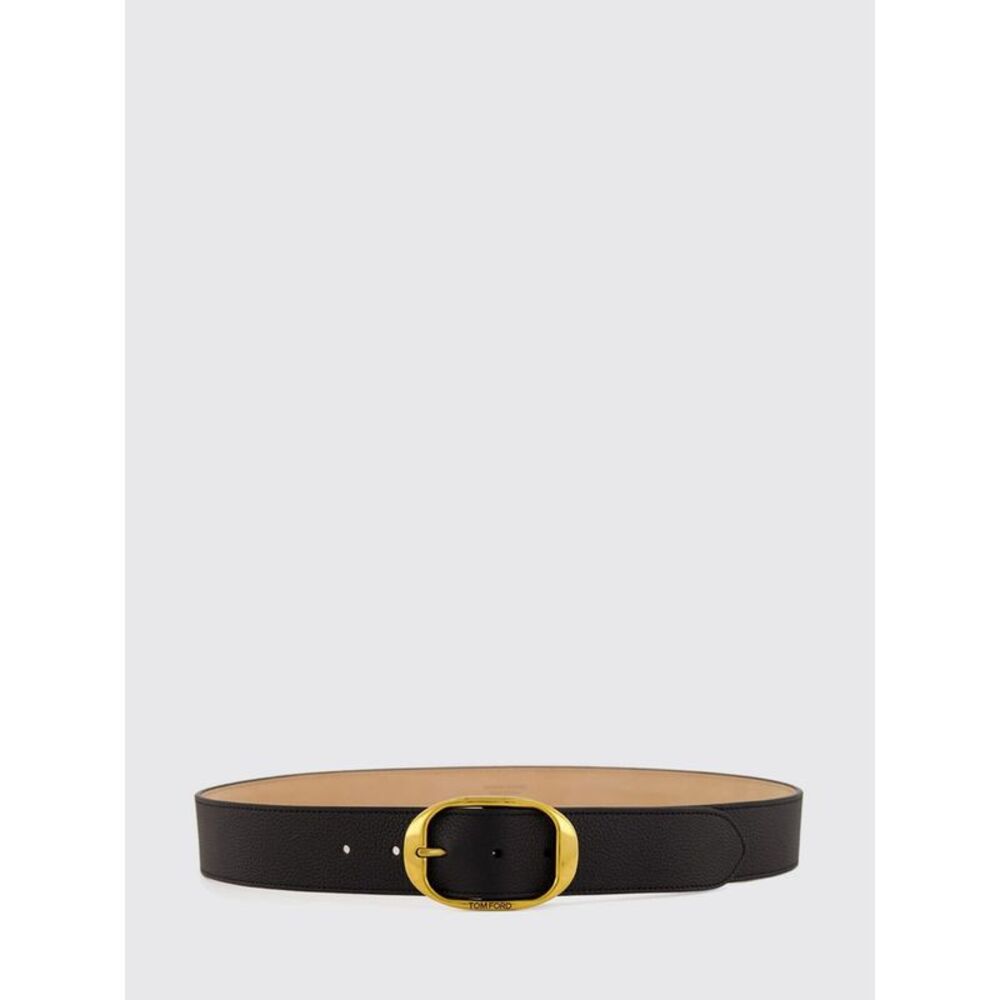 Tom Ford Men Tom Ford Grained Calfskin Belt With Engraved Logo